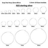 1.5mm Thickness Snap Post Hoop Earring Hoop Earrings Round 925 Sterling Silver (10mm-80mm)