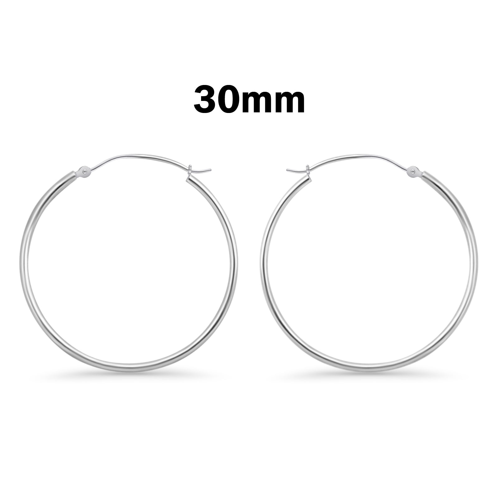 1.5mm Thickness Snap Post Hoop Earring Hoop Earrings Round 925 Sterling Silver (10mm-80mm)