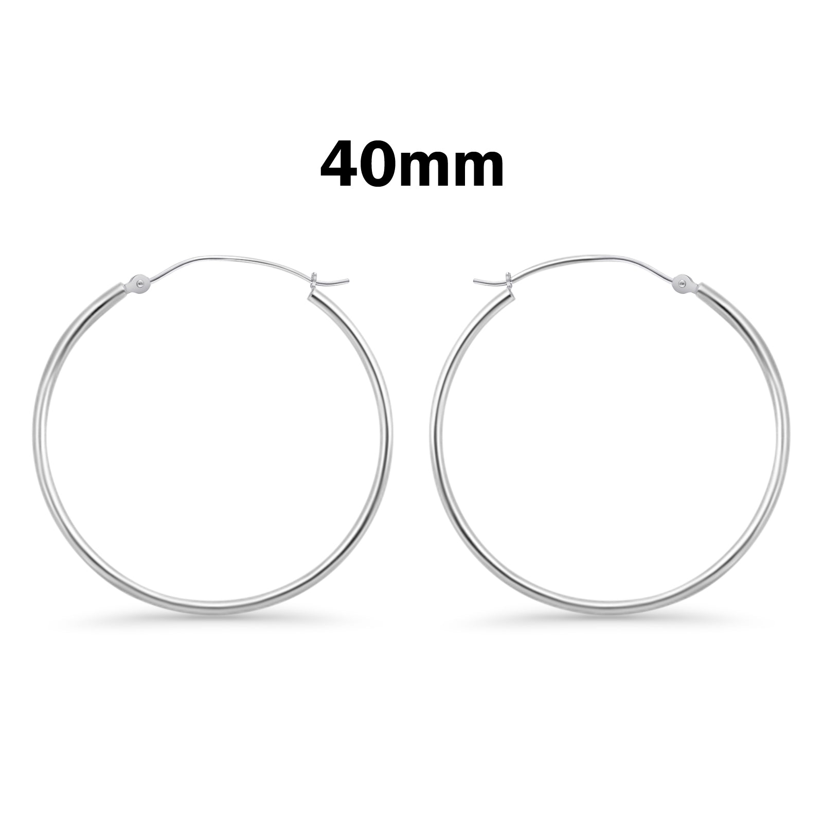 1.5mm Thickness Snap Post Hoop Earring Hoop Earrings Round 925 Sterling Silver (10mm-80mm)