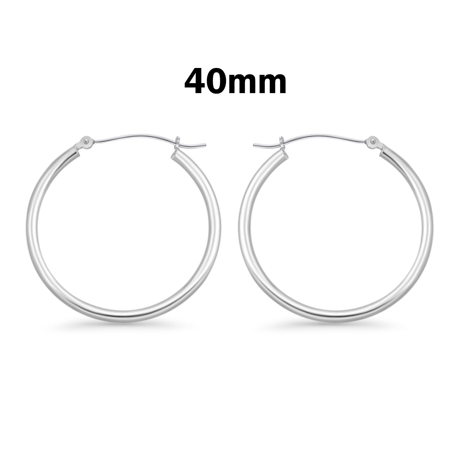 2mm Thickness Snap Post Hoop Earring Hoop Earrings Round 925 Sterling Silver (12mm-65mm)