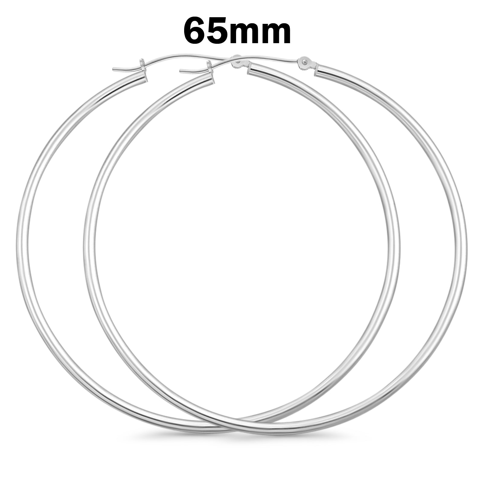3mm Thickness Snap Post Hoop Earrings Round 925 Sterling Silver (20mm-55mm)