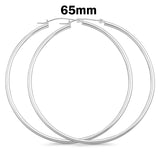 3mm Thickness Snap Post Hoop Earrings Round 925 Sterling Silver (20mm-55mm)