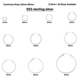 3mm Thickness Snap Post Hoop Earrings Round 925 Sterling Silver (20mm-55mm)