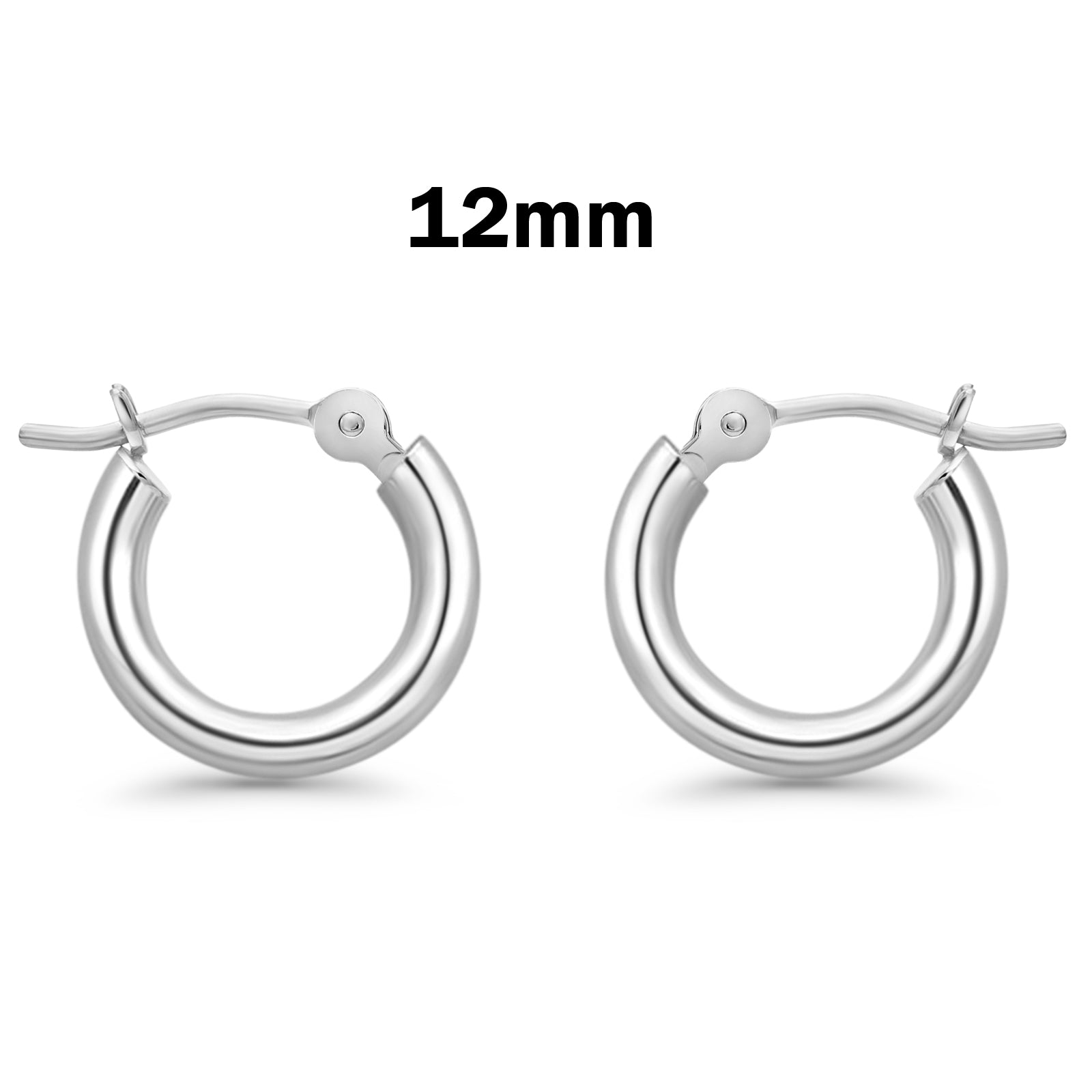3mm Thickness Snap Post Hoop Earrings Round 925 Sterling Silver (20mm-55mm)