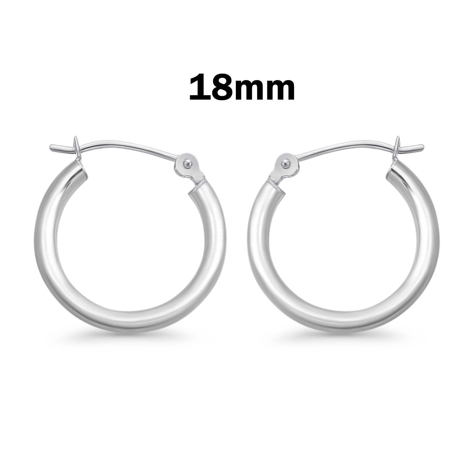 3mm Thickness Snap Post Hoop Earrings Round 925 Sterling Silver (20mm-55mm)