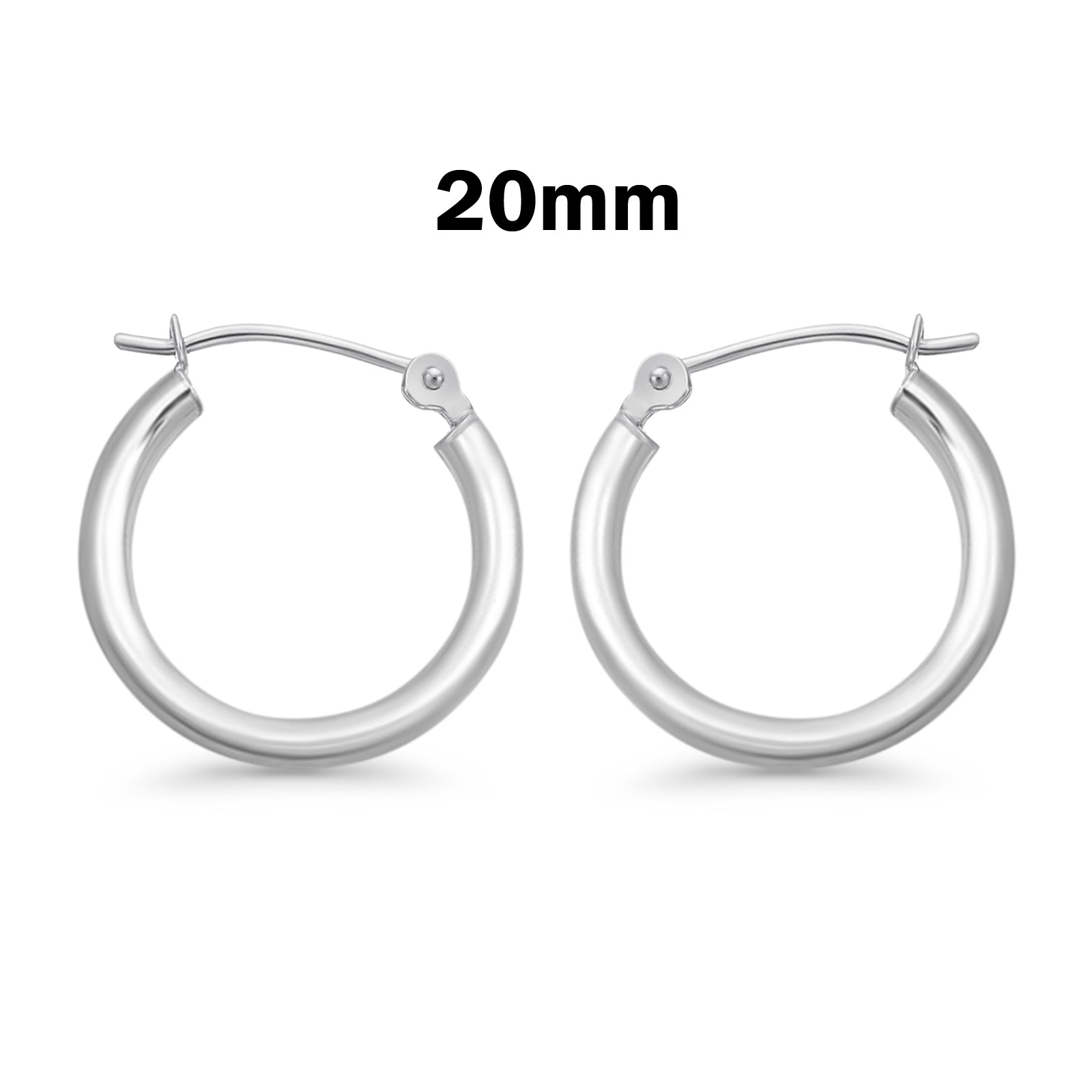 3mm Thickness Snap Post Hoop Earrings Round 925 Sterling Silver (20mm-55mm)