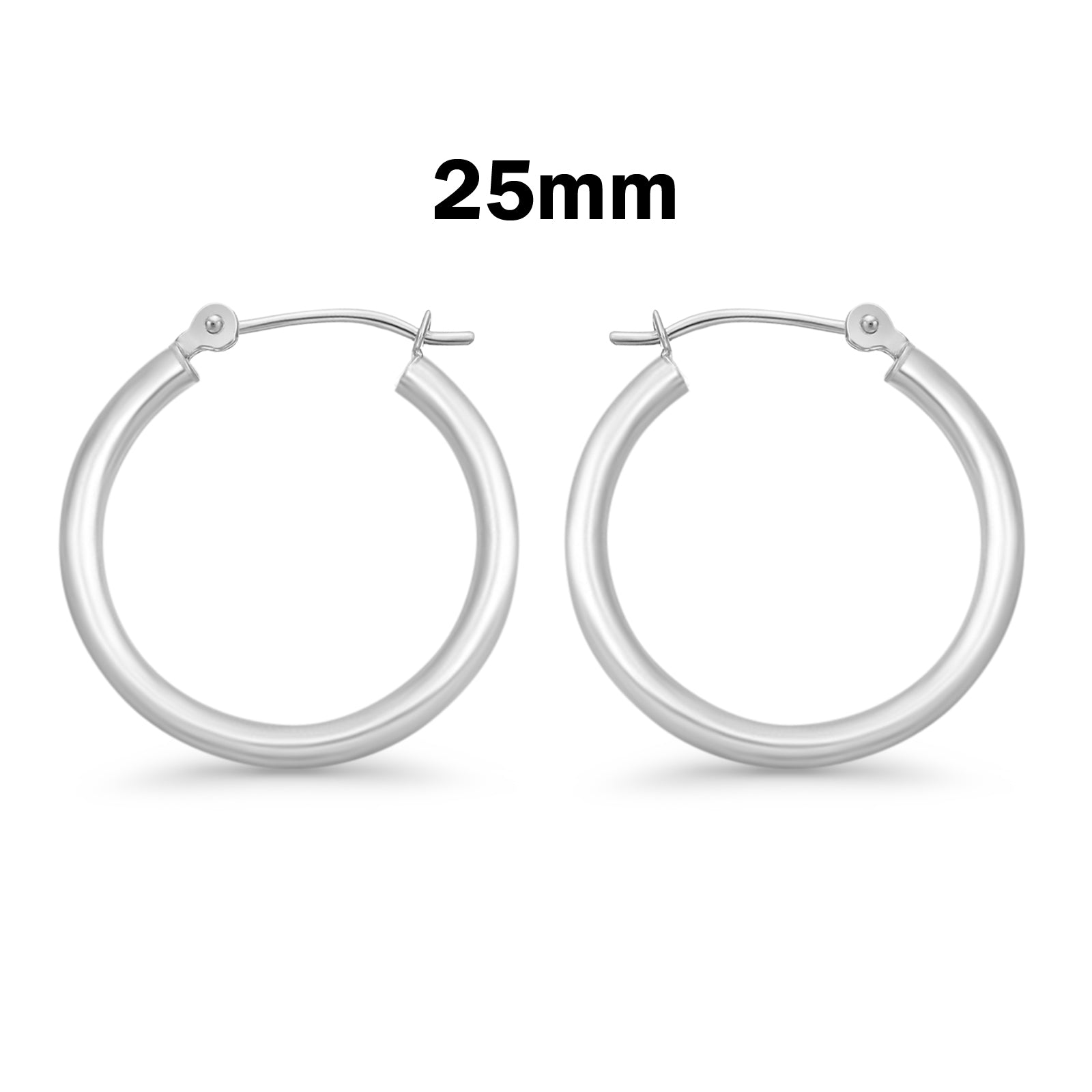 3mm Thickness Snap Post Hoop Earrings Round 925 Sterling Silver (20mm-55mm)