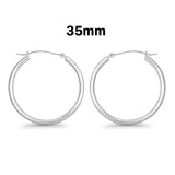 3mm Thickness Snap Post Hoop Earrings Round 925 Sterling Silver (20mm-55mm)