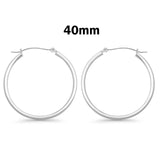 3mm Thickness Snap Post Hoop Earrings Round 925 Sterling Silver (20mm-55mm)