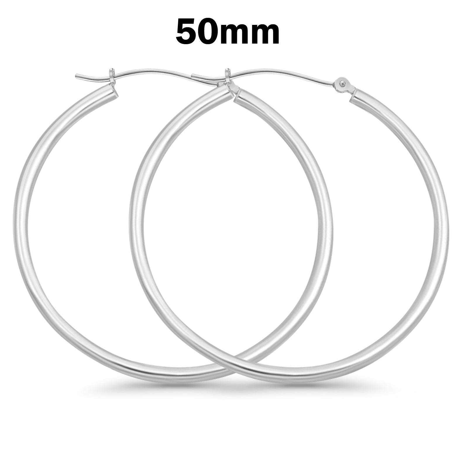 3mm Thickness Snap Post Hoop Earrings Round 925 Sterling Silver (20mm-55mm)