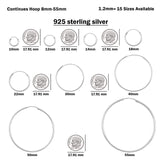 1.2 mm Thickness Continuous Hoop Earrings Round 925 Sterling Silver (8mm-55mm)