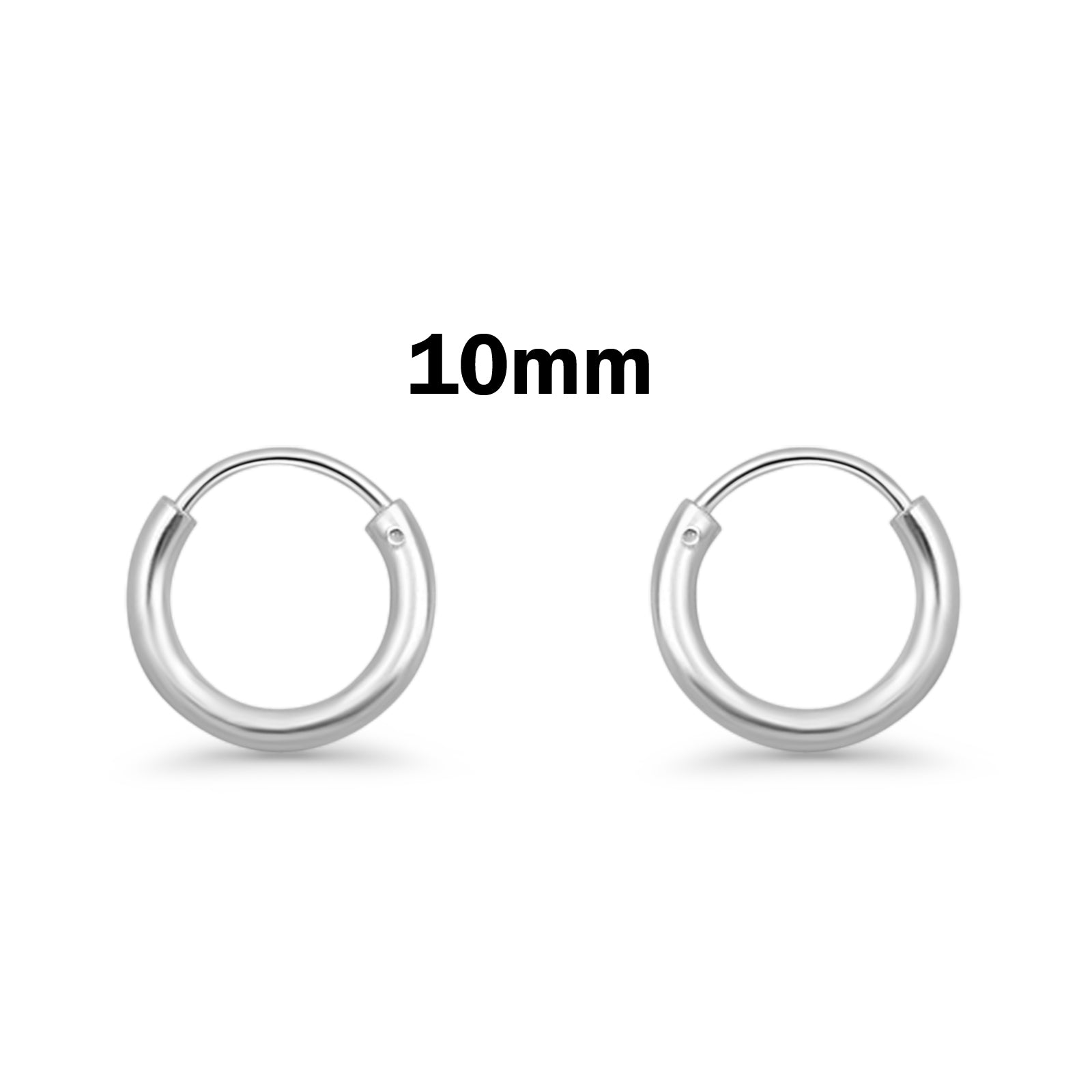 1.2 mm Thickness Continuous Hoop Earrings Round 925 Sterling Silver (8mm-55mm)