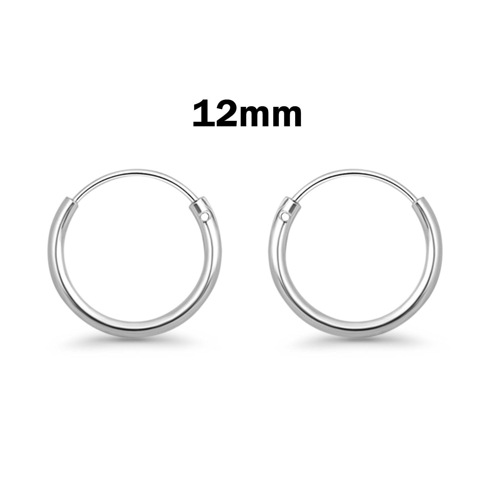 1.2 mm Thickness Continuous Hoop Earrings Round 925 Sterling Silver (8mm-55mm)