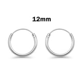 1.2 mm Thickness Continuous Hoop Earrings Round 925 Sterling Silver (8mm-55mm)