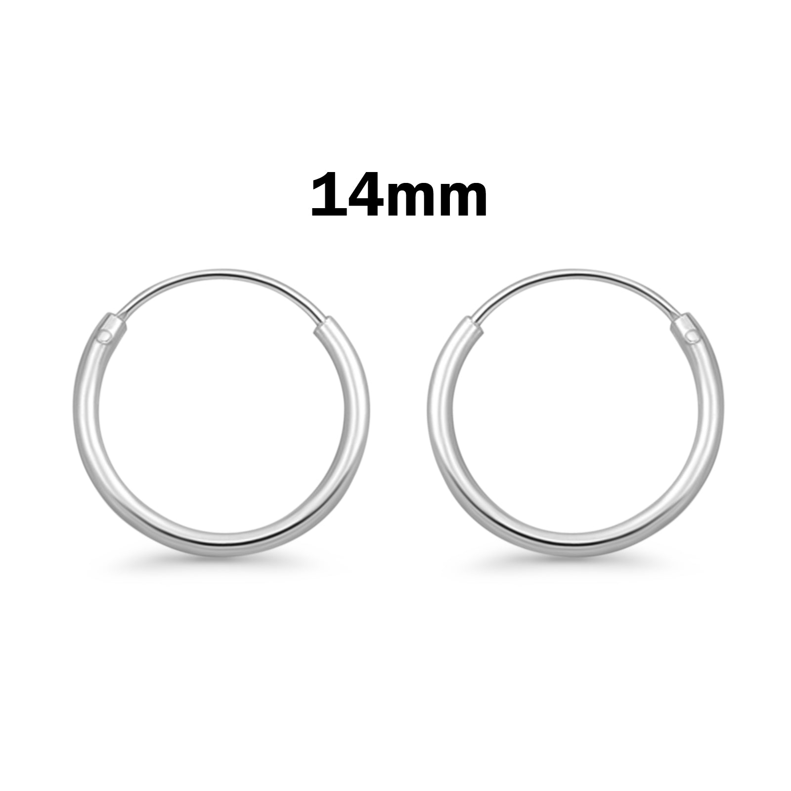 1.2 mm Thickness Continuous Hoop Earrings Round 925 Sterling Silver (8mm-55mm)