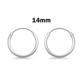 1.2 mm Thickness Continuous Hoop Earrings Round 925 Sterling Silver (8mm-55mm)