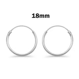 1.2 mm Thickness Continuous Hoop Earrings Round 925 Sterling Silver (8mm-55mm)