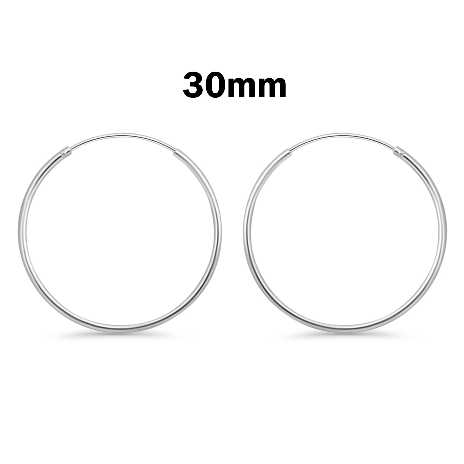 1.2 mm Thickness Continuous Hoop Earrings Round 925 Sterling Silver (8mm-55mm)