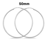 1.2 mm Thickness Continuous Hoop Earrings Round 925 Sterling Silver (8mm-55mm)