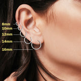 1.2 mm Thickness Continuous Hoop Earrings Round 925 Sterling Silver (8mm-55mm)