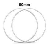 1.5mm Thickness Continuous Hoop Earrings Round 925 Sterling Silver (8mm-90mm)