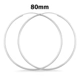 1.5mm Thickness Continuous Hoop Earrings Round 925 Sterling Silver (8mm-90mm)