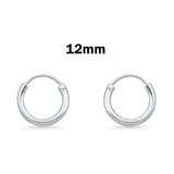 1.5mm Thickness Continuous Hoop Earrings Round 925 Sterling Silver (8mm-90mm)