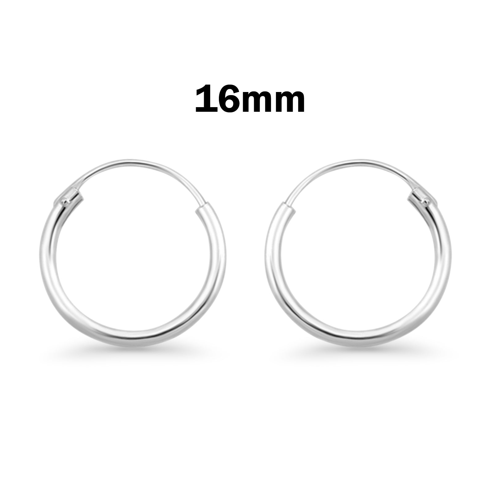 1.5mm Thickness Continuous Hoop Earrings Round 925 Sterling Silver (8mm-90mm)