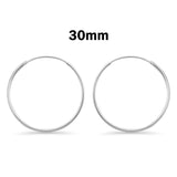 1.5mm Thickness Continuous Hoop Earrings Round 925 Sterling Silver (8mm-90mm)