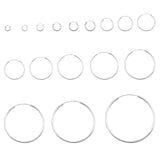 2mm Thickness Continuous Hoop Earrings Round 925 Sterling Silver (10mm-80mm)