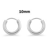 2mm Thickness Continuous Hoop Earrings Round 925 Sterling Silver (10mm-80mm)