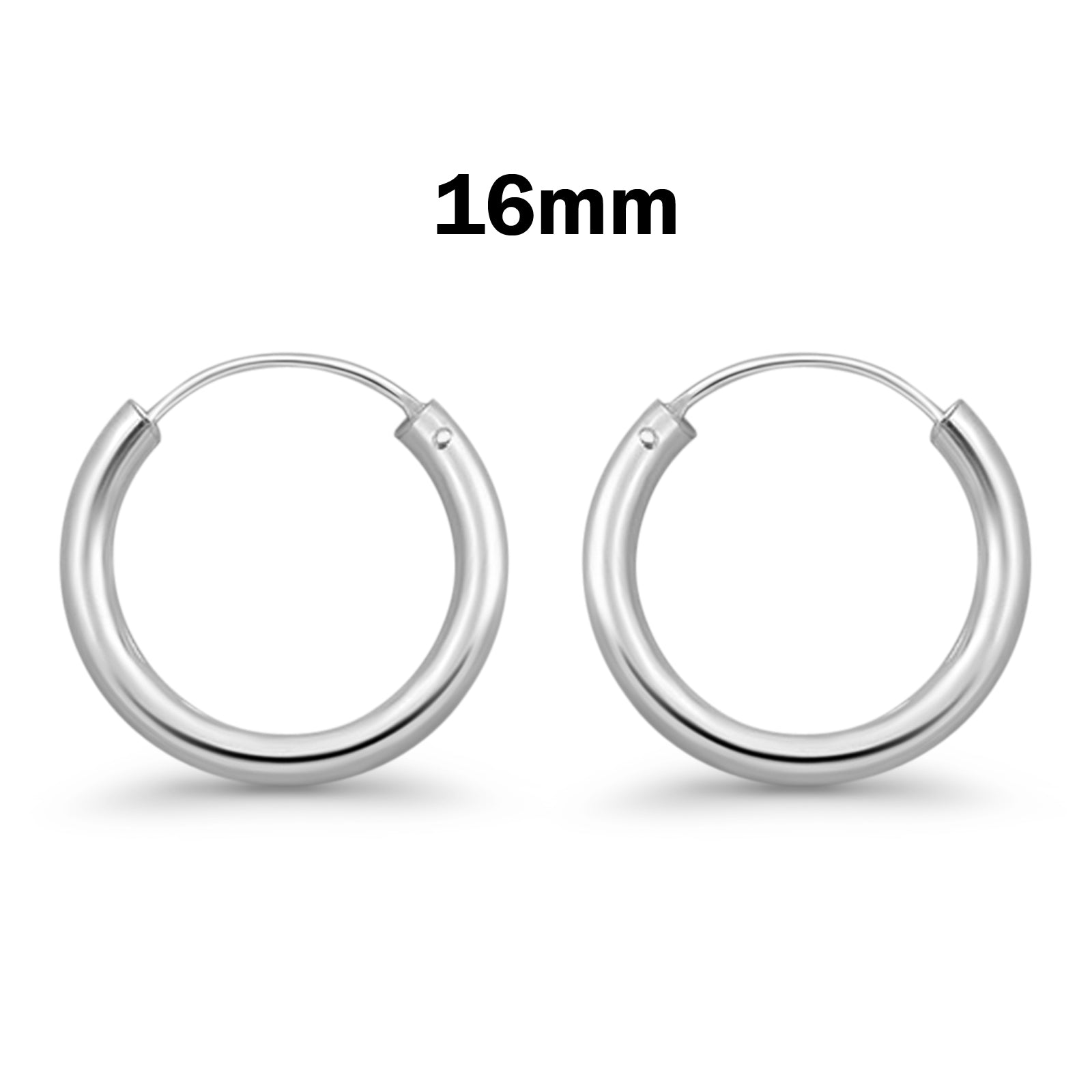 2mm Thickness Continuous Hoop Earrings Round 925 Sterling Silver (10mm-80mm)