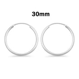2mm Thickness Continuous Hoop Earrings Round 925 Sterling Silver (10mm-80mm)