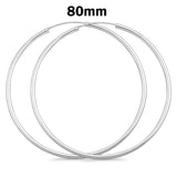 2.5mm Thickness Continuous Hoop Earrings Round 925 Sterling Silver (12mm-80mm)