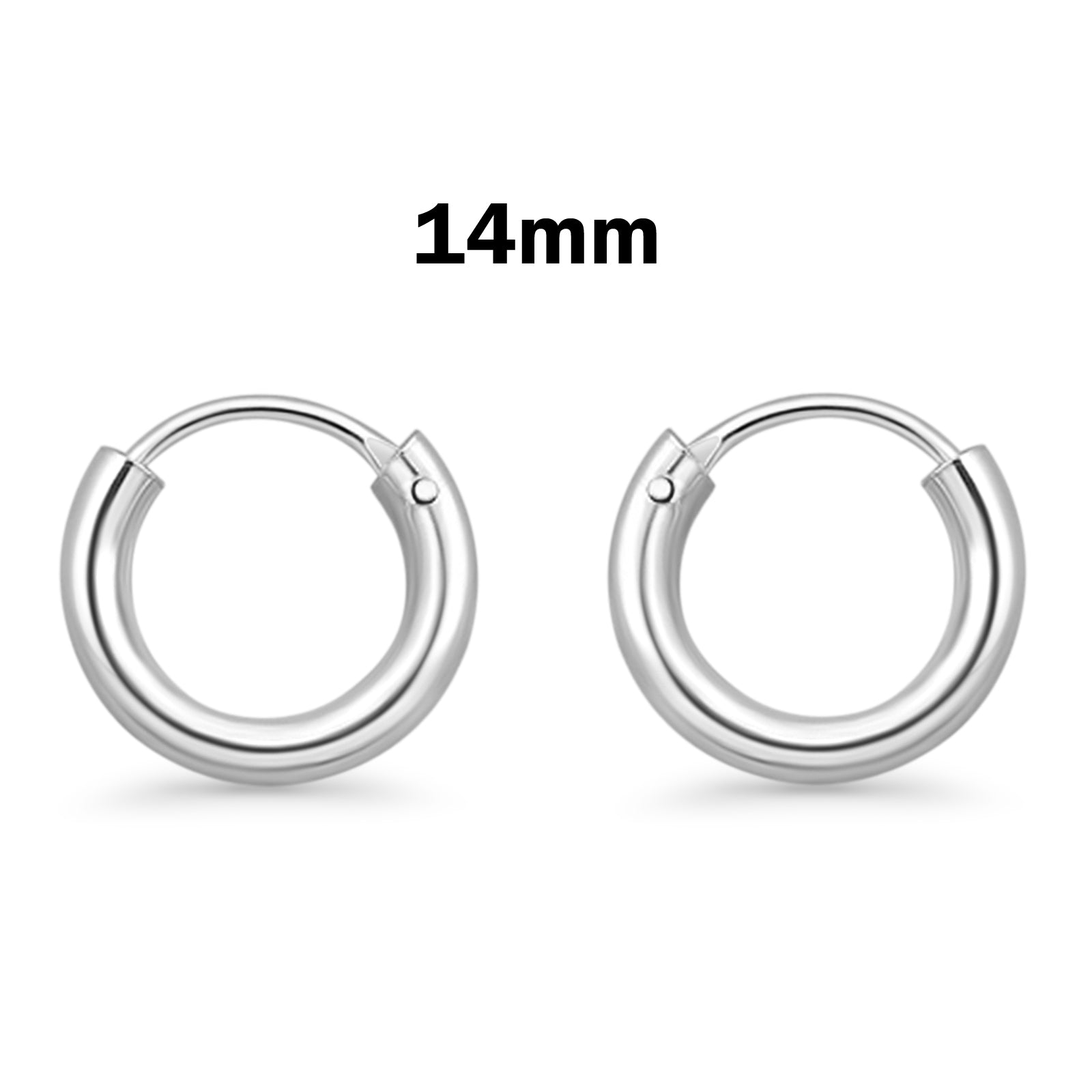2.5mm Thickness Continuous Hoop Earrings Round 925 Sterling Silver (12mm-80mm)