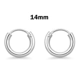 2.5mm Thickness Continuous Hoop Earrings Round 925 Sterling Silver (12mm-80mm)