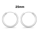 2.5mm Thickness Continuous Hoop Earrings Round 925 Sterling Silver (12mm-80mm)