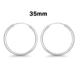 2.5mm Thickness Continuous Hoop Earrings Round 925 Sterling Silver (12mm-80mm)