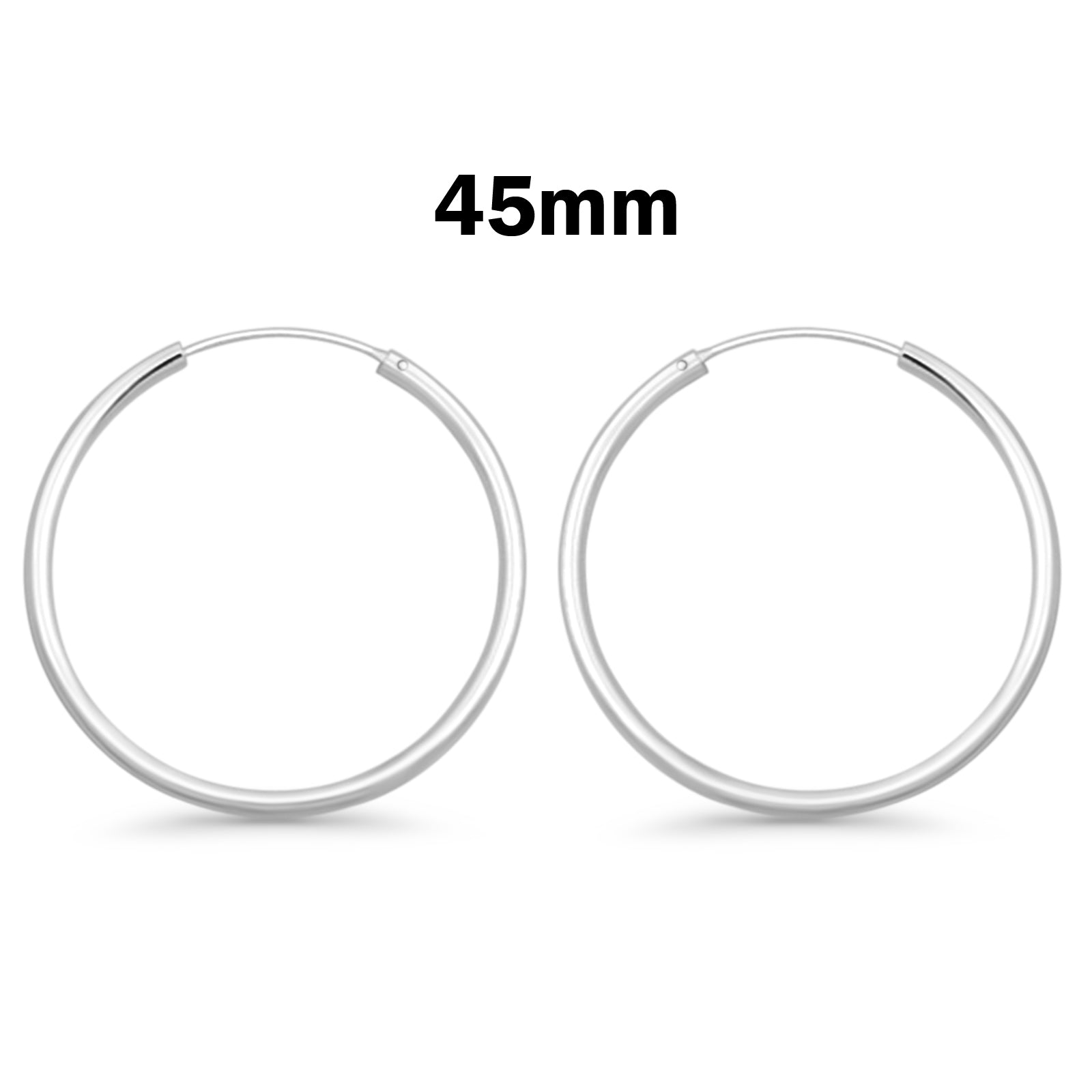 2.5mm Thickness Continuous Hoop Earrings Round 925 Sterling Silver (12mm-80mm)