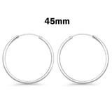 2.5mm Thickness Continuous Hoop Earrings Round 925 Sterling Silver (12mm-80mm)
