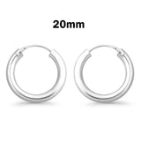 3mm Thickness Continuous Hoop Earrings Round 925 Sterling Silver (14mm-80mm)