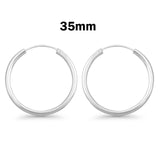 3mm Thickness Continuous Hoop Earrings Round 925 Sterling Silver (14mm-80mm)