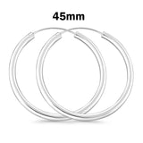 3mm Thickness Continuous Hoop Earrings Round 925 Sterling Silver (14mm-80mm)
