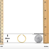14K Attractive Yellow Gold Real 3mm Plain Snap Closure Hoop Earrings Hinged 2grams 28mm