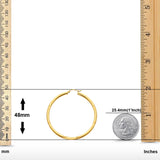Real Yellow Gold Diamond Cut 3mm 14K Snap Closure Hoop Earrings Hinged 48mm 3.2grams
