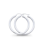 Attractive 14K Real White Gold 3mm Plain Snap Closure Hoop Earrings Hinged 2grams 28mm