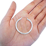 Attractive 14K Real White Gold 3mm Plain Snap Closure Hoop Earrings Hinged 2grams 28mm