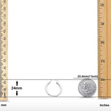 White Gold 14K Real 3mm Stylish Plain Snap Closure Hoop Earrings Hinged 1.8grams 24mm