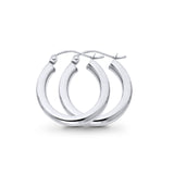 Real White Gold 14K 3mm Fancy Plain Snap Closure Hoop Earrings Hinged 1.3grams 19mm