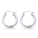 Real White Gold 14K 3mm Fancy Plain Snap Closure Hoop Earrings Hinged 1.3grams 19mm